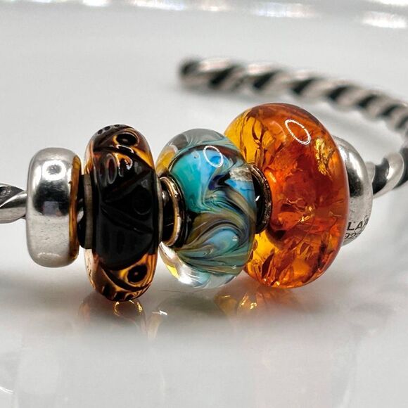 TROLLBEADS Rare Van Gogh Unique #3 LAA 925S colorful swirls, style of the artist - Picture 2 of 8
